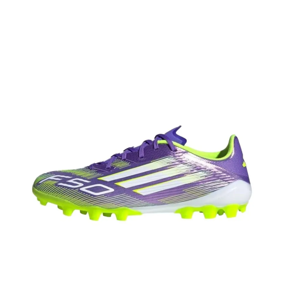 Adidas F50 League Аbrasion Resistant Футбольные бутсы Унисекс Фиолетовый Зеленый Белый