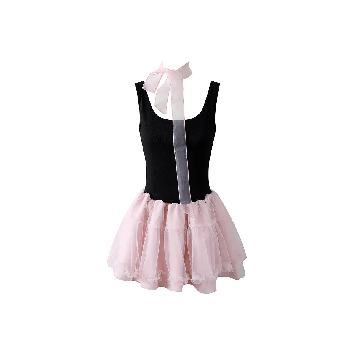 DOKZB Черный Розовый Без рукавов Платье Женское Платье без рукавов