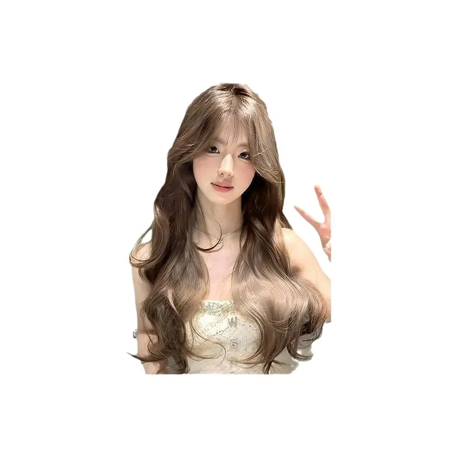 Gentle Welcome Ледяной Cold Сердце Перука Женские Элегантность Молочный чайно-серый Коричневый Большая волна Повседневный ATMOSPHERE Длинная Перука Wavy Wig Cap