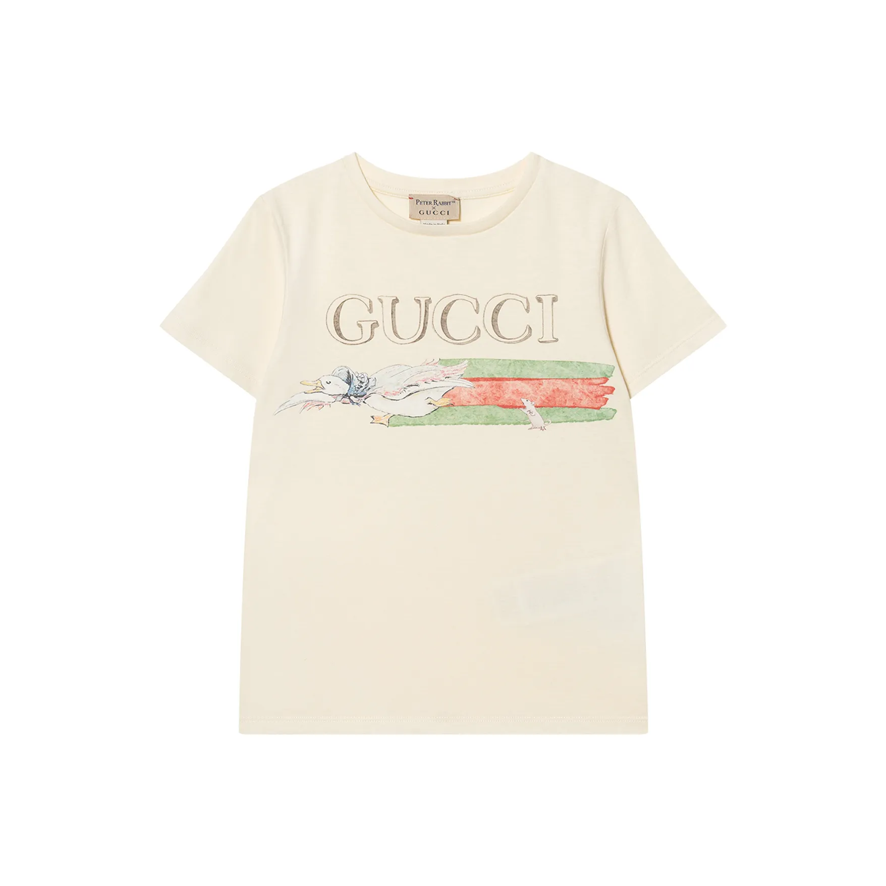 GUCCI x Peter Rabbit T-рубашка SS24 экрю для детей