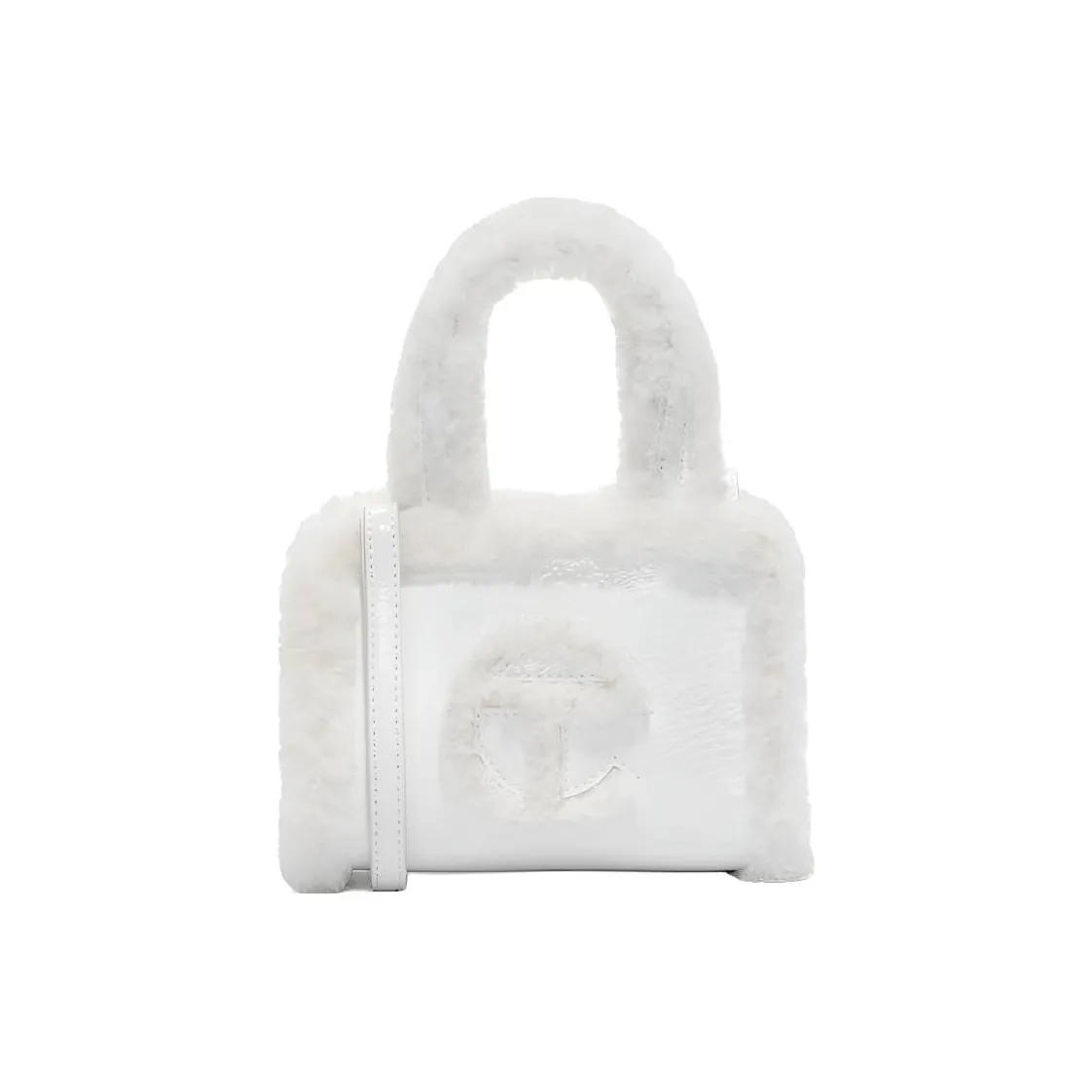 UGG Telfar Collaboration Cow Leather With Shearling Shoulder Bag, Crossbody Bag, Handbag Trumpets Women's White
