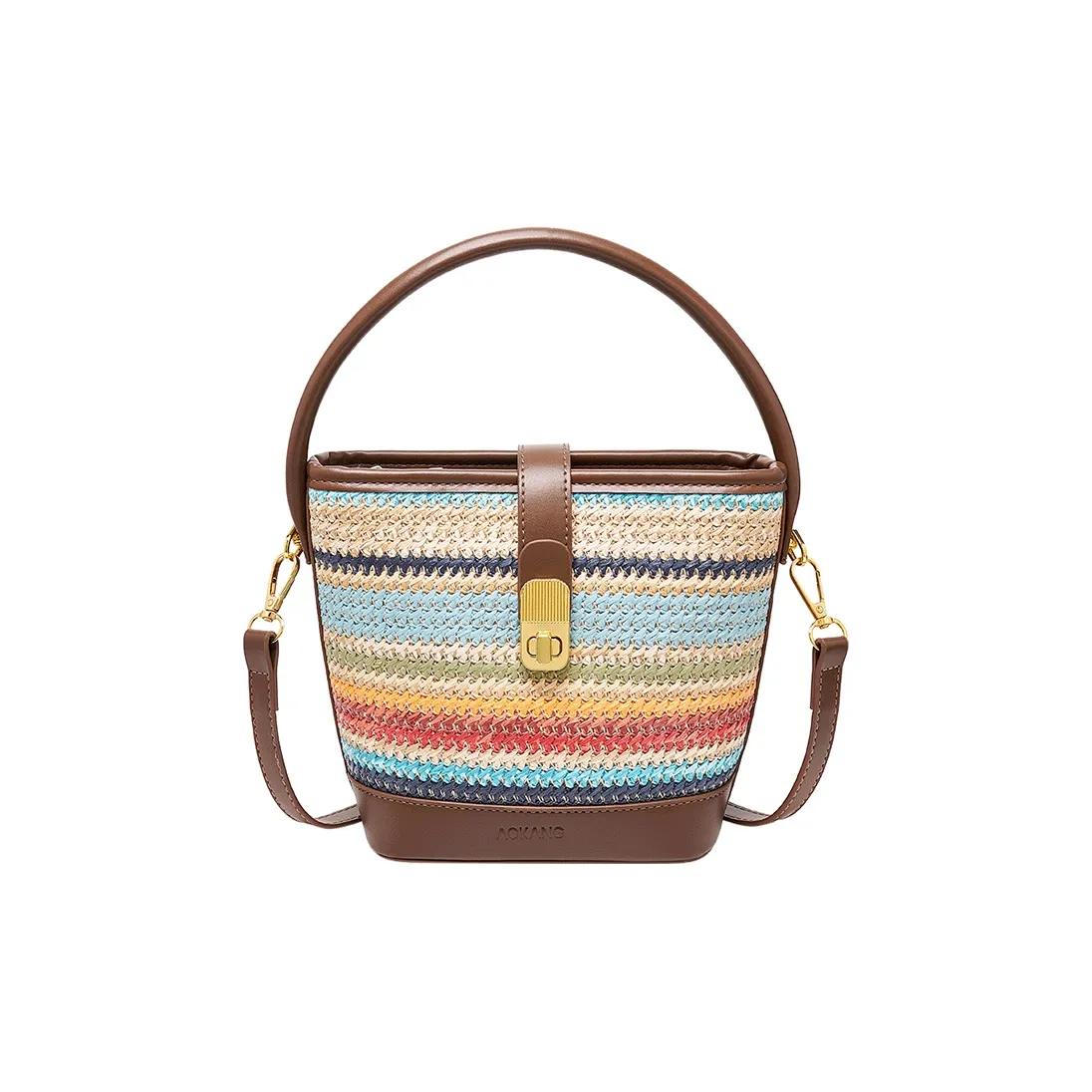 AOKANG Сумка из синтетической кожи ведрообразной формы сумка через плечо сумка маленькая женская радужная