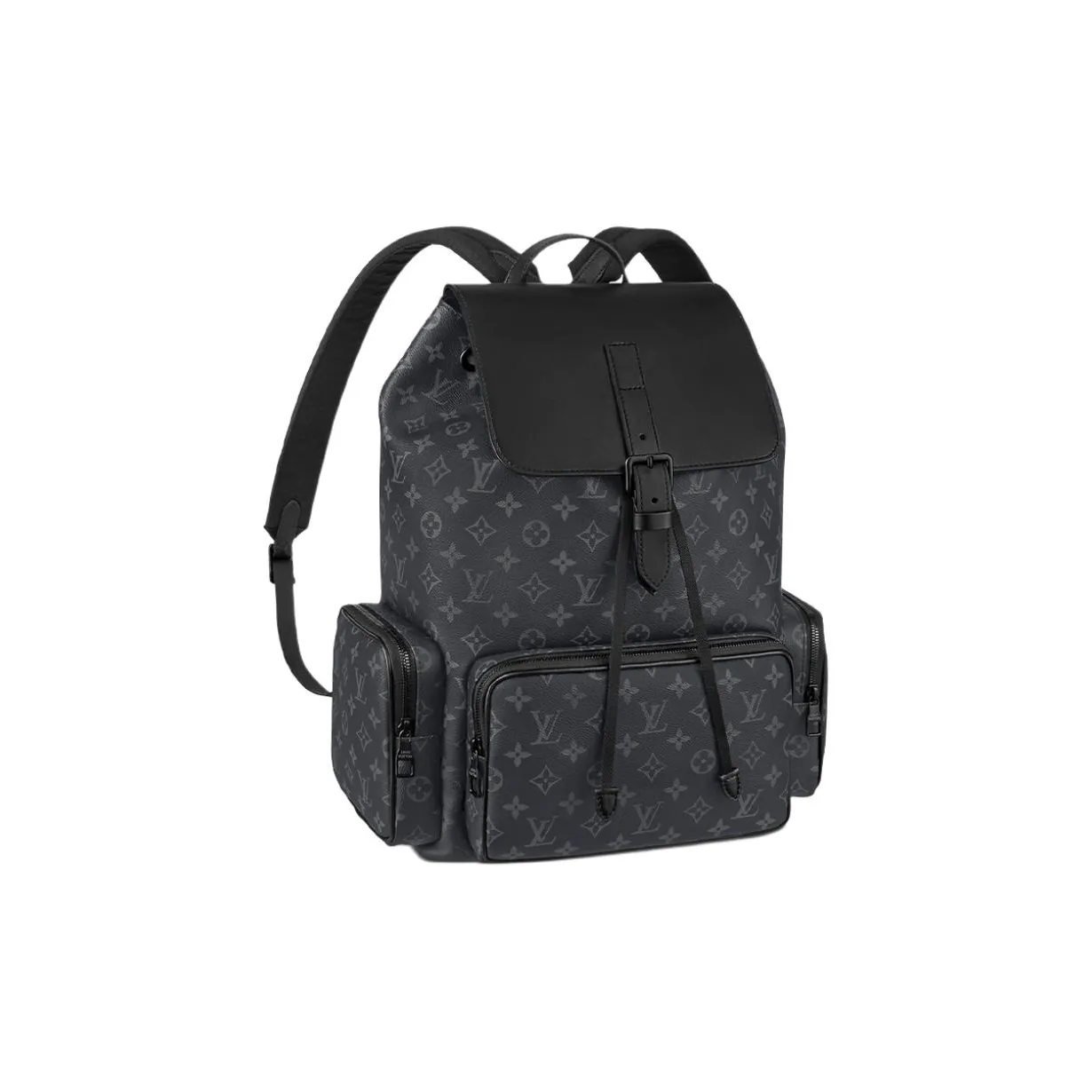 LOUIS VUITTON Trio Coated Canvas With Cow Leather Backpack Regular Men's Black
