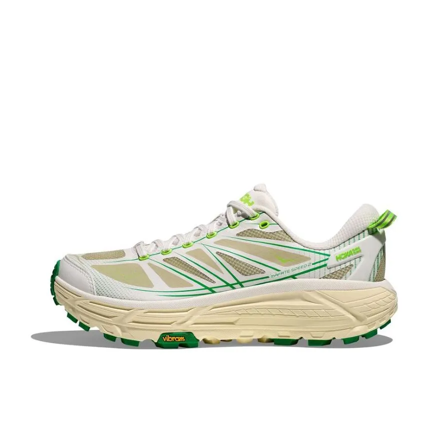 HOKA ONE ONE Mafate Speed 2 Устойчивый к истиранию Дышащие Низкие Кроссовки для Трейла Беговые Кроссовки Унисекс Белый Зеленый