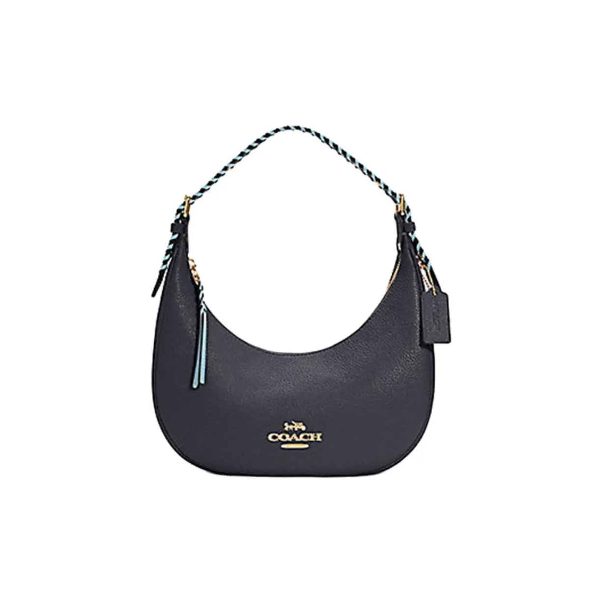COACH Bailey Refined Pebble Texture Smooth Leather Shoulder Bag, Handbag, Shoulder Bag Tubas Women's Blue Black