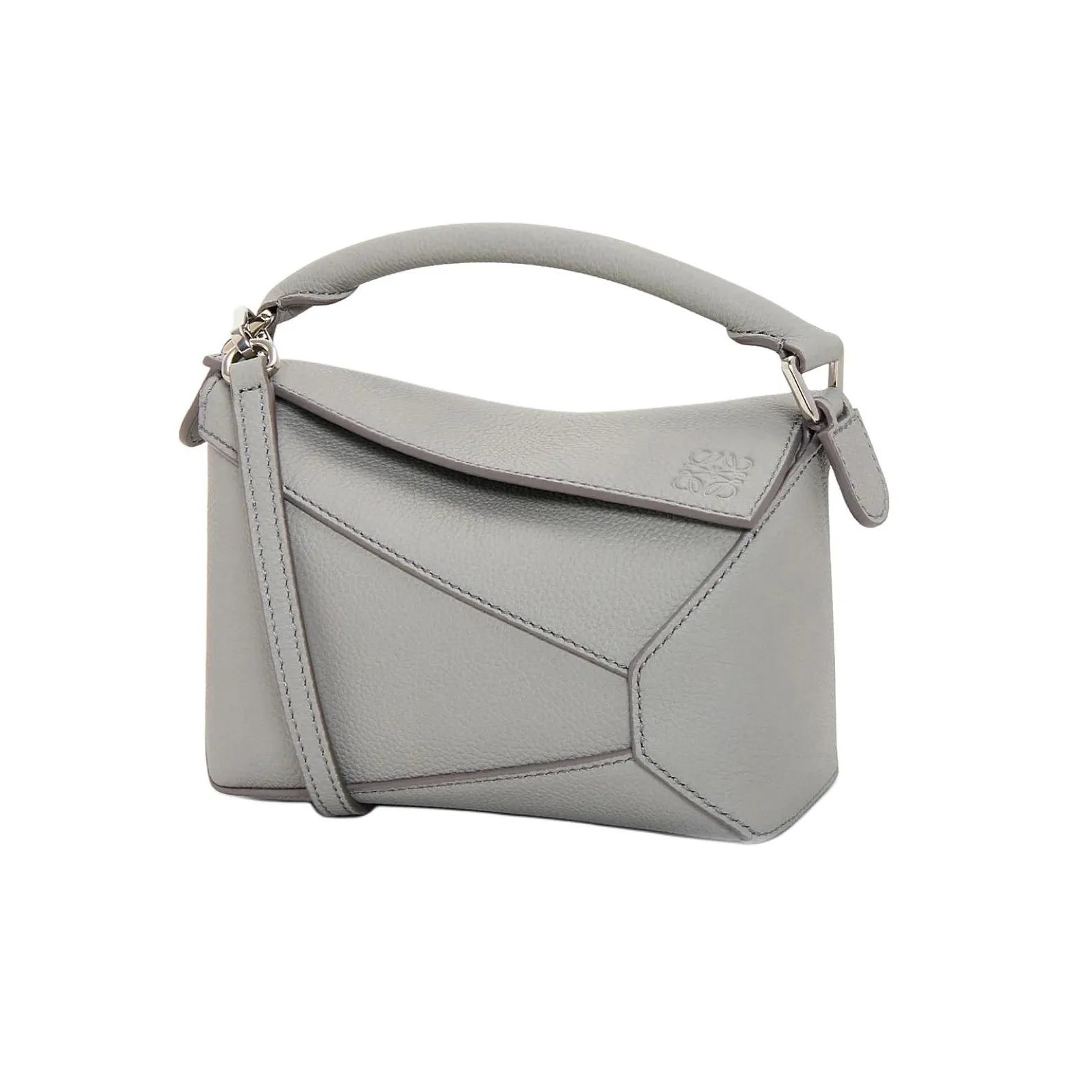 LOEWE Puzzle Soft Grained Cow Leather Shoulder Bag Crossbody Bag Handbag Mini Women's Pearl Gray