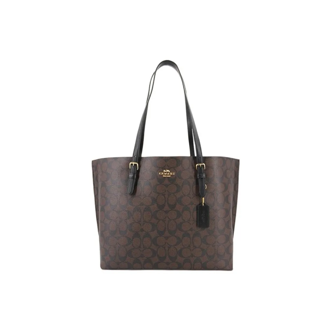 COACH Mollie Leather Tote Bag, Shopping Bag, Handbag, Shoulder Bag Tubas Women's Dark Brown Monogram