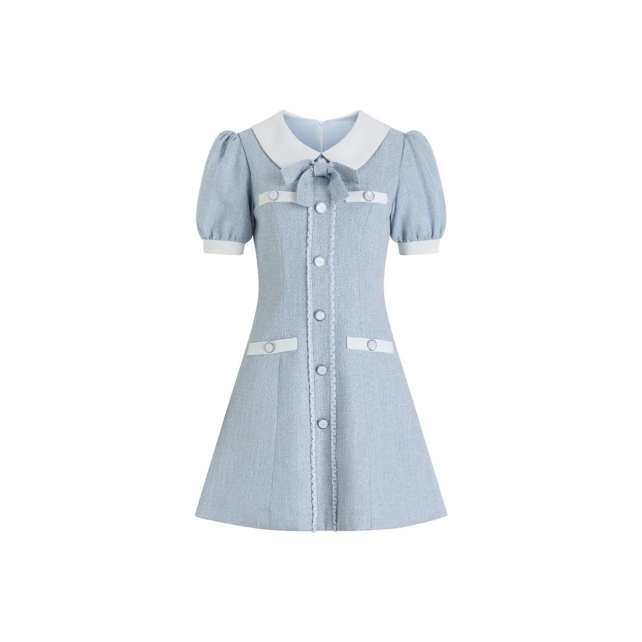 SEAR OFFICIAL Светло-синий Женские Короткие Платья с Рукавами
