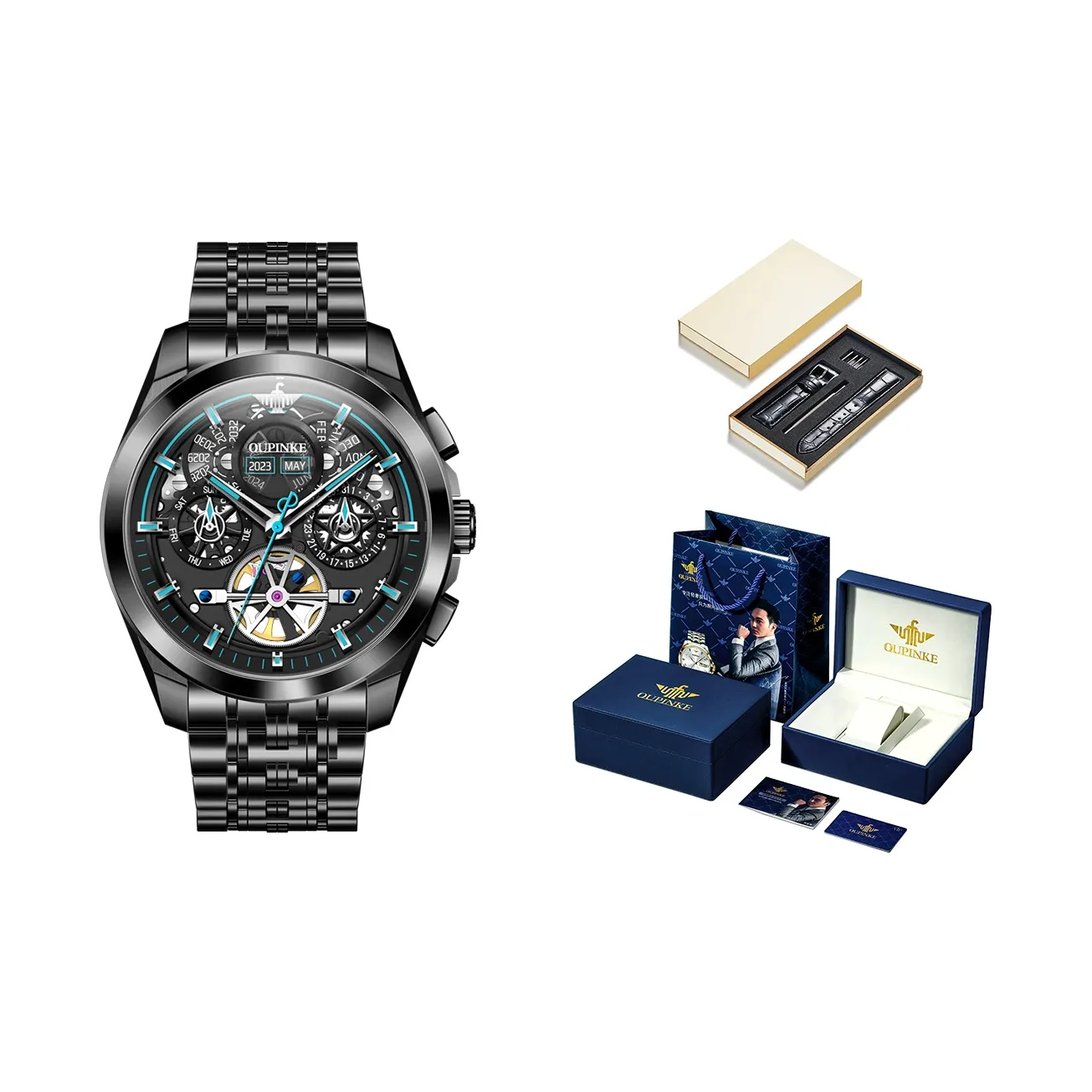 Oupinke Darth Vader Collection Mechanical Movement Stainless Steel Watchband Watch Men's Watches Black Dial