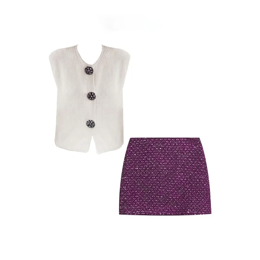 MARIE·COCO жилет топ + фиолетовая юбка женские комплекты с юбкой