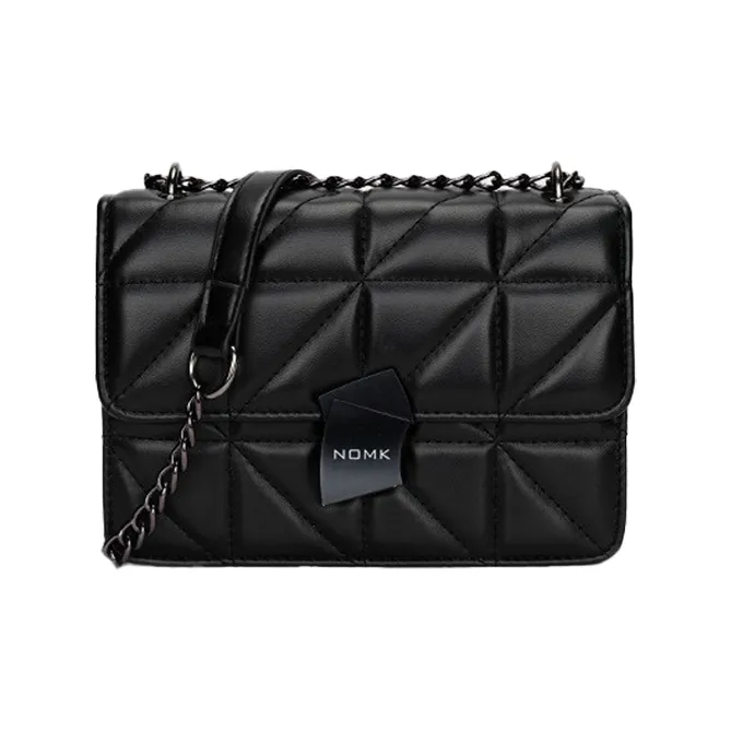NOMK ПУ (полиуретан) Сумка с цепочкой Маленькая квадратная сумка Сумка на плечо Сумка через плечо Сумка через плечо Женская Черная