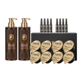 3종 세트: 진저 Shampoo 520ml*2+캐비어 Intense 리페어 헤어 마스크 18g+1ml/쌍*8