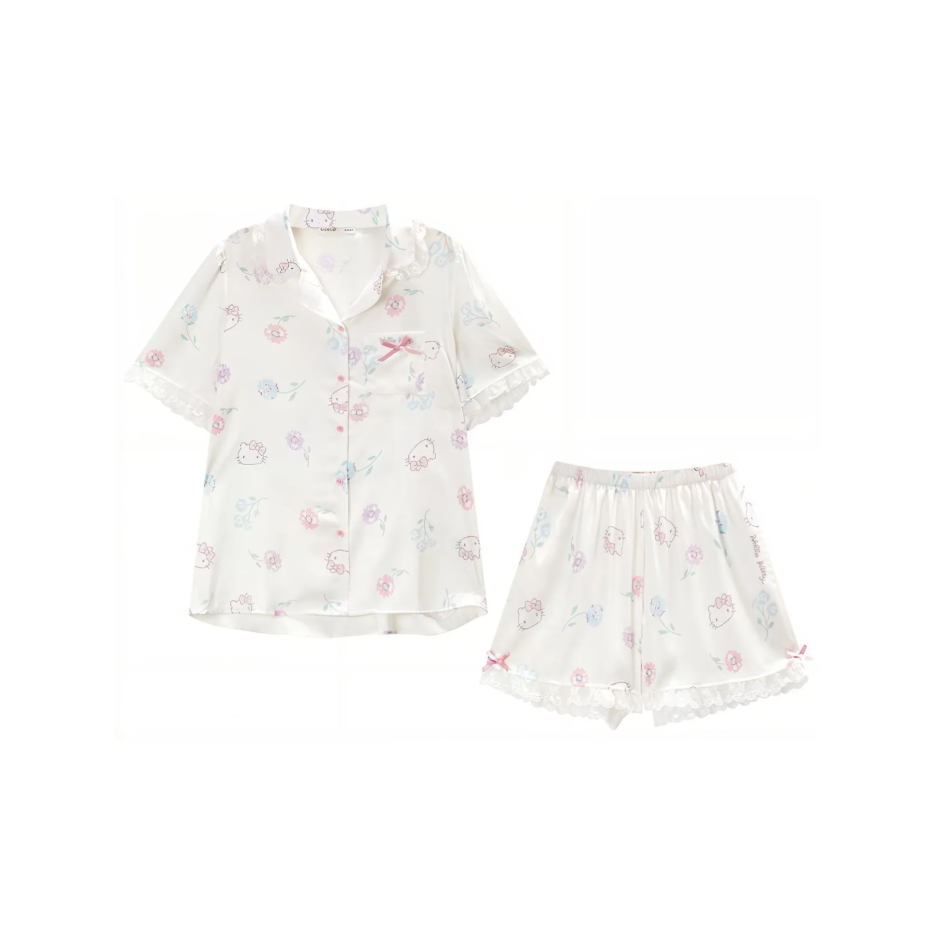 GUKOO x Hello Kitty Sanrio Series Пижамный комплект Женская Рыбка Belly Белый