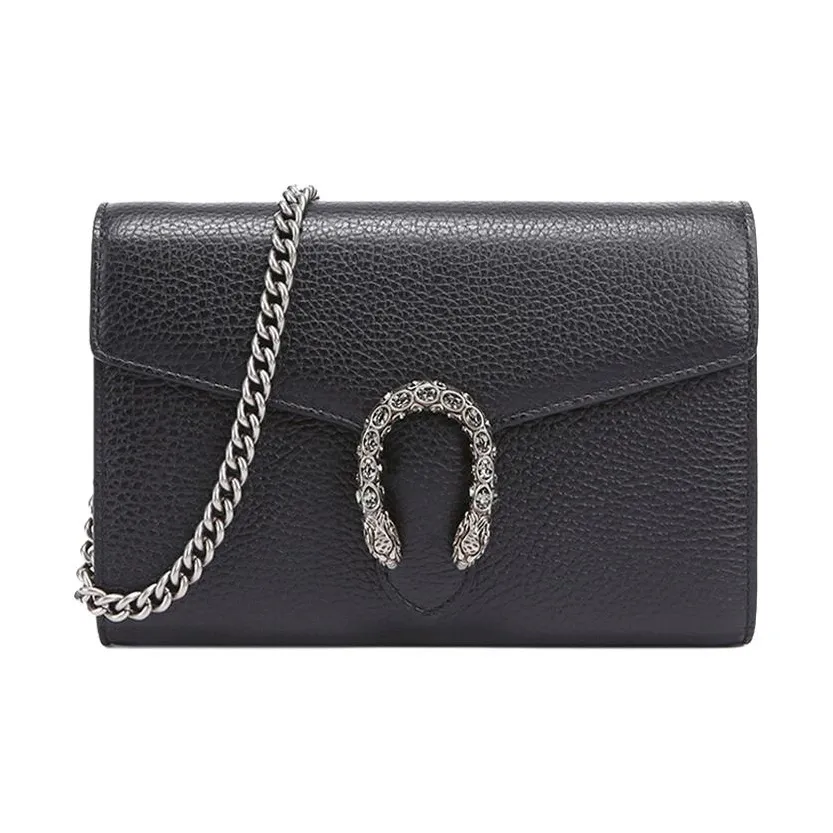 GUCCI Dionysus Leather Wallet, Crossbody Bag, Shoulder Bag Mini Women's Black