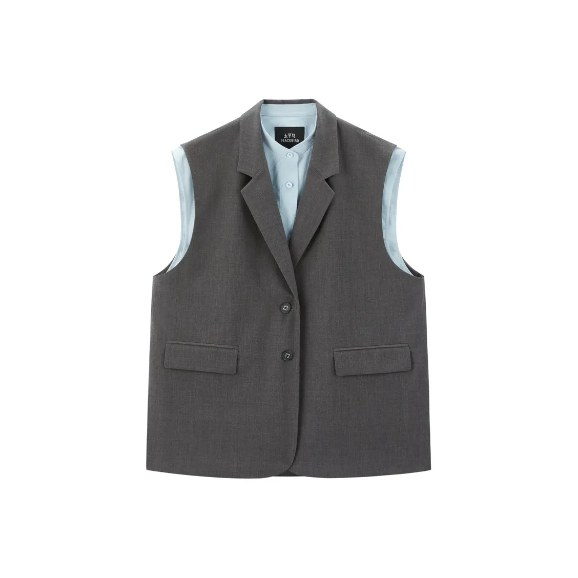 PEACEBIRD Серый цвет замковой скалы Топ Женские Жилеты