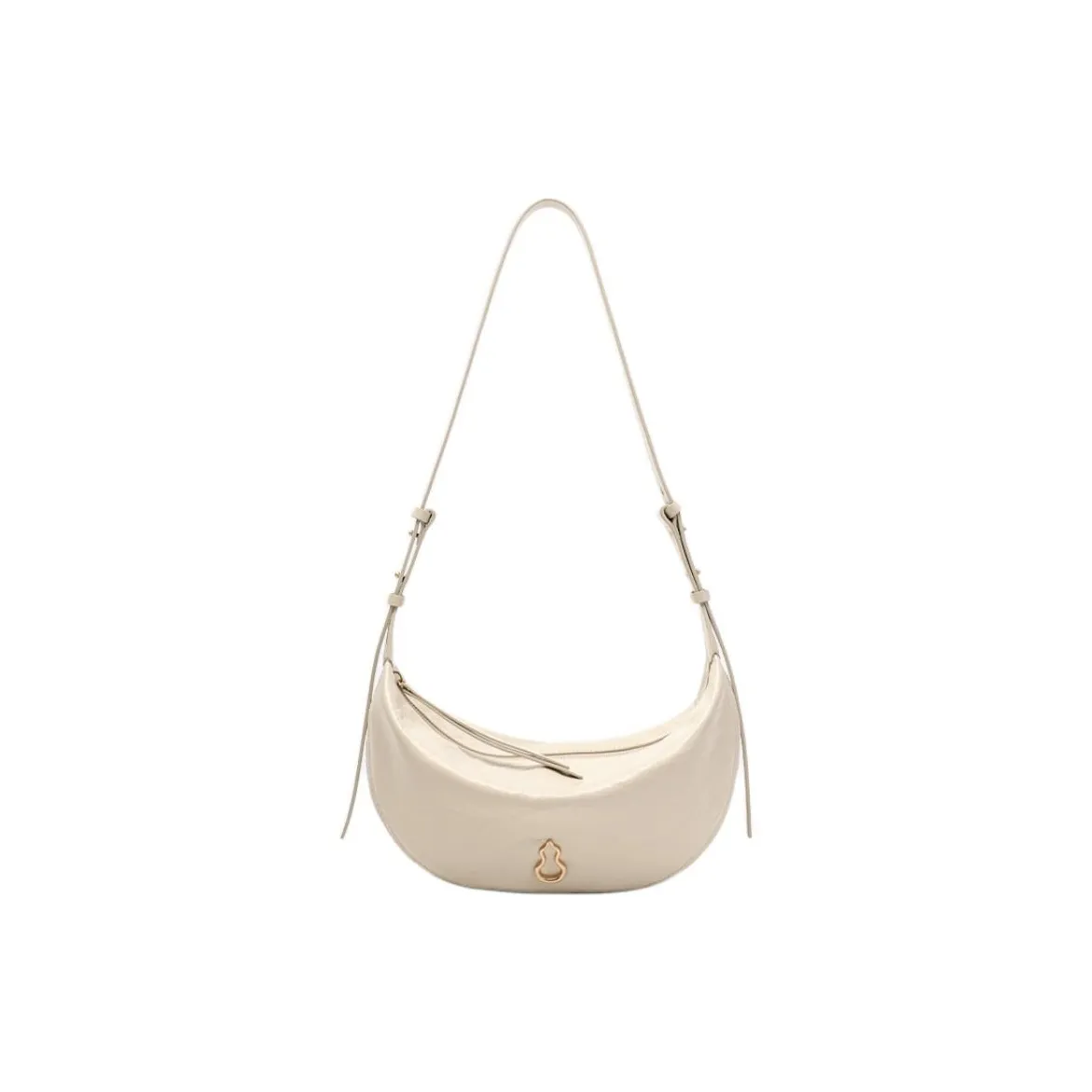 BAMPO Сумка из полировочной коровьей кожи в форме полумесяца подмышечная сумка через плечо женская сумка через плечо Poria белый чернила угольно-черный