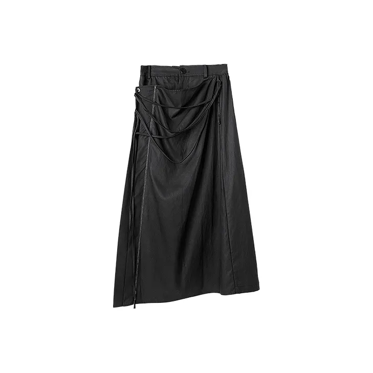 HUANXIANGZHE Темный стиль нейтральный тон свободный крой юбка женский черный