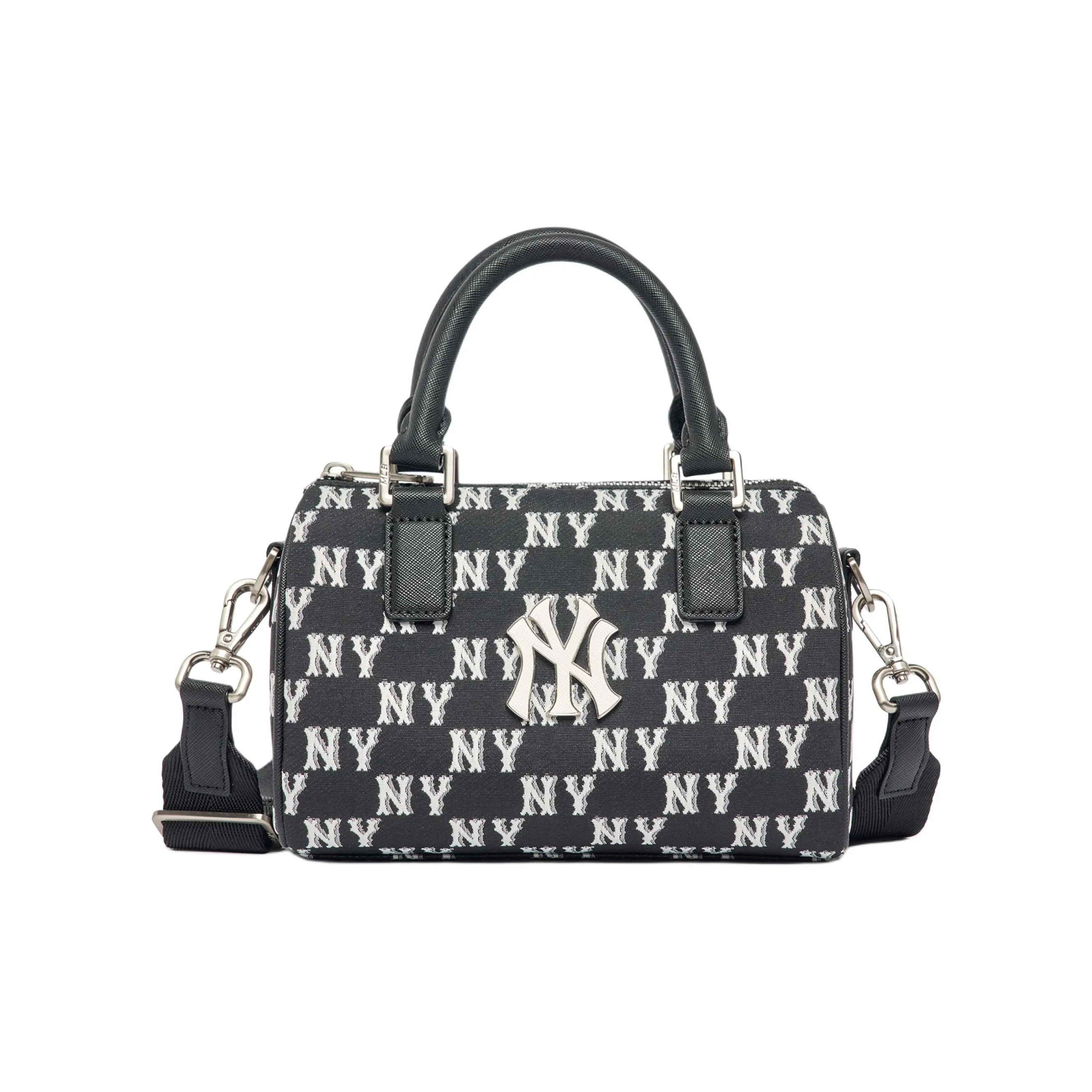 MLB New York Yankees Polyester With Artificial Leather Crossbody One Shoulder Handbag Women's Panda Black White