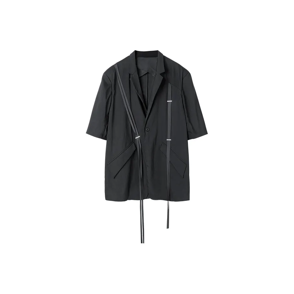 HUANXIANGZHE Короткий рукав Бизнес костюм Тонкий драпированный костюм Куртка Женская Черная