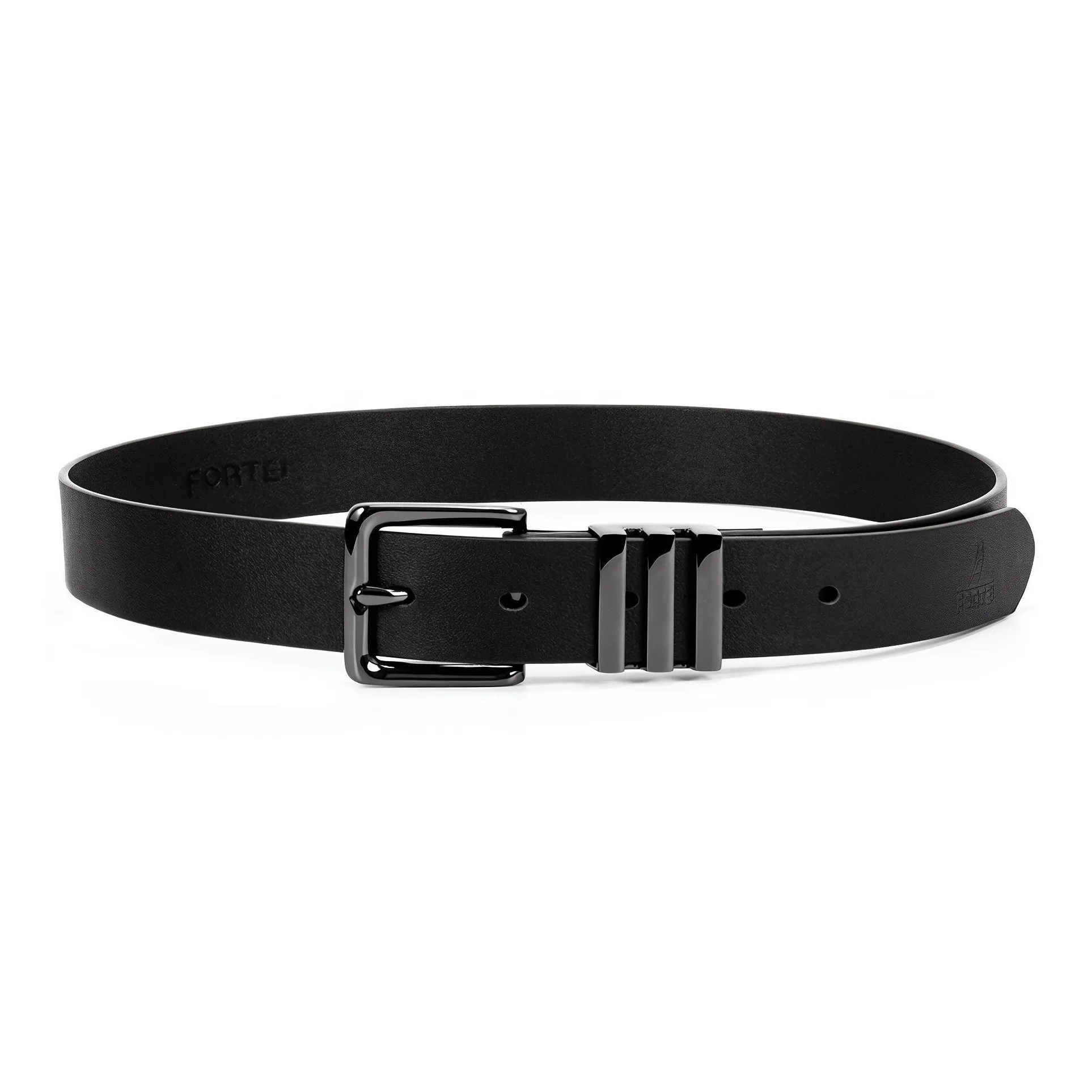 FORTEI Students, Cow Leather, Genuine Leather Belts Unisex Black Item Width 3CM Gift Box Set