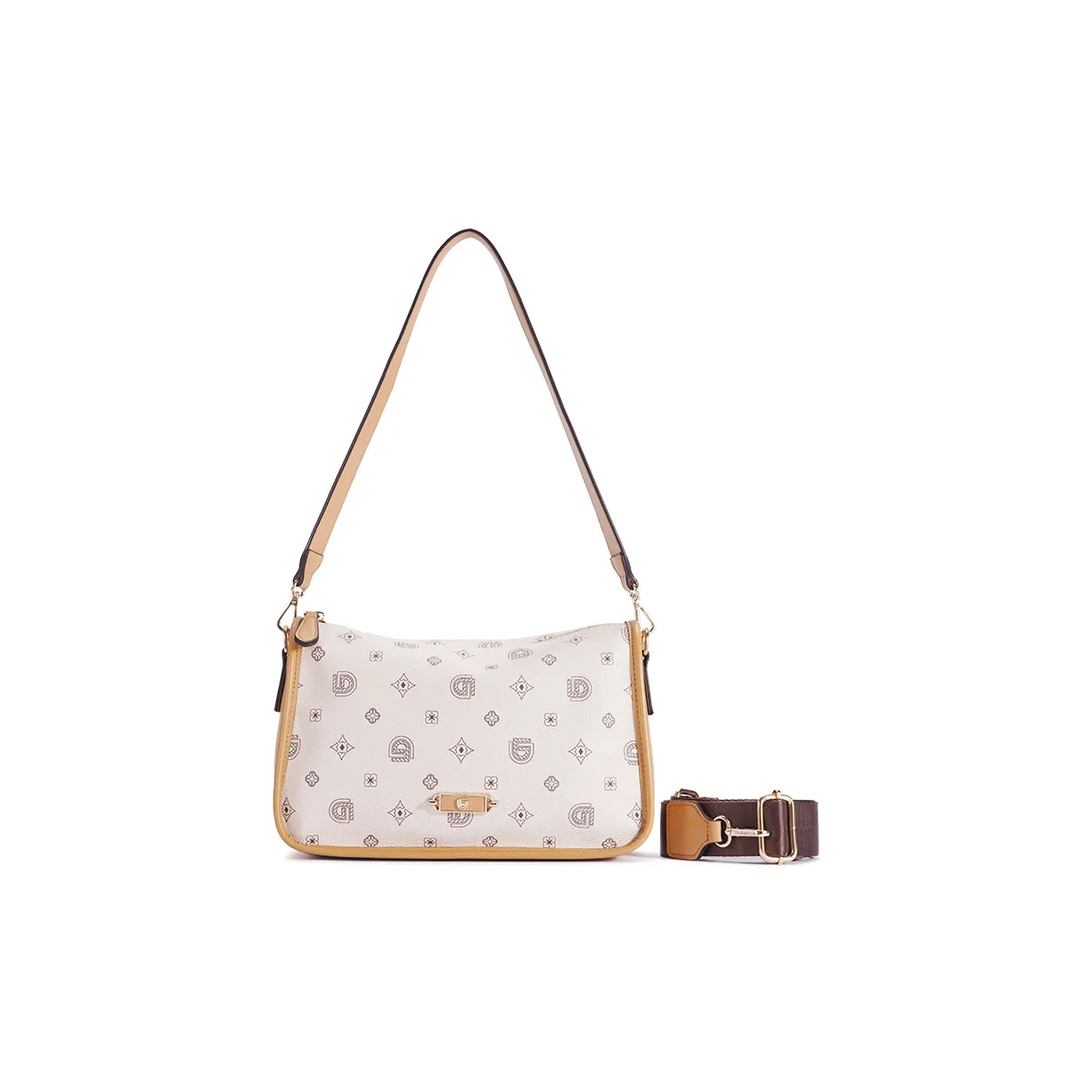 Dubaolu Сумка через плечо из синтетической кожи плечевая сумка средняя женская цветочный бежевый цветочный коричневый