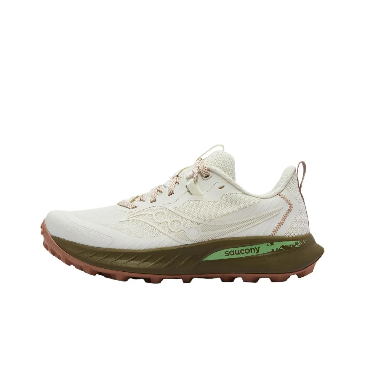 Saucony Peregrine Falcon 15 Амортизаторы Slip-resistant Низкий топ Беговые кроссовки Женские Бежево-зеленый