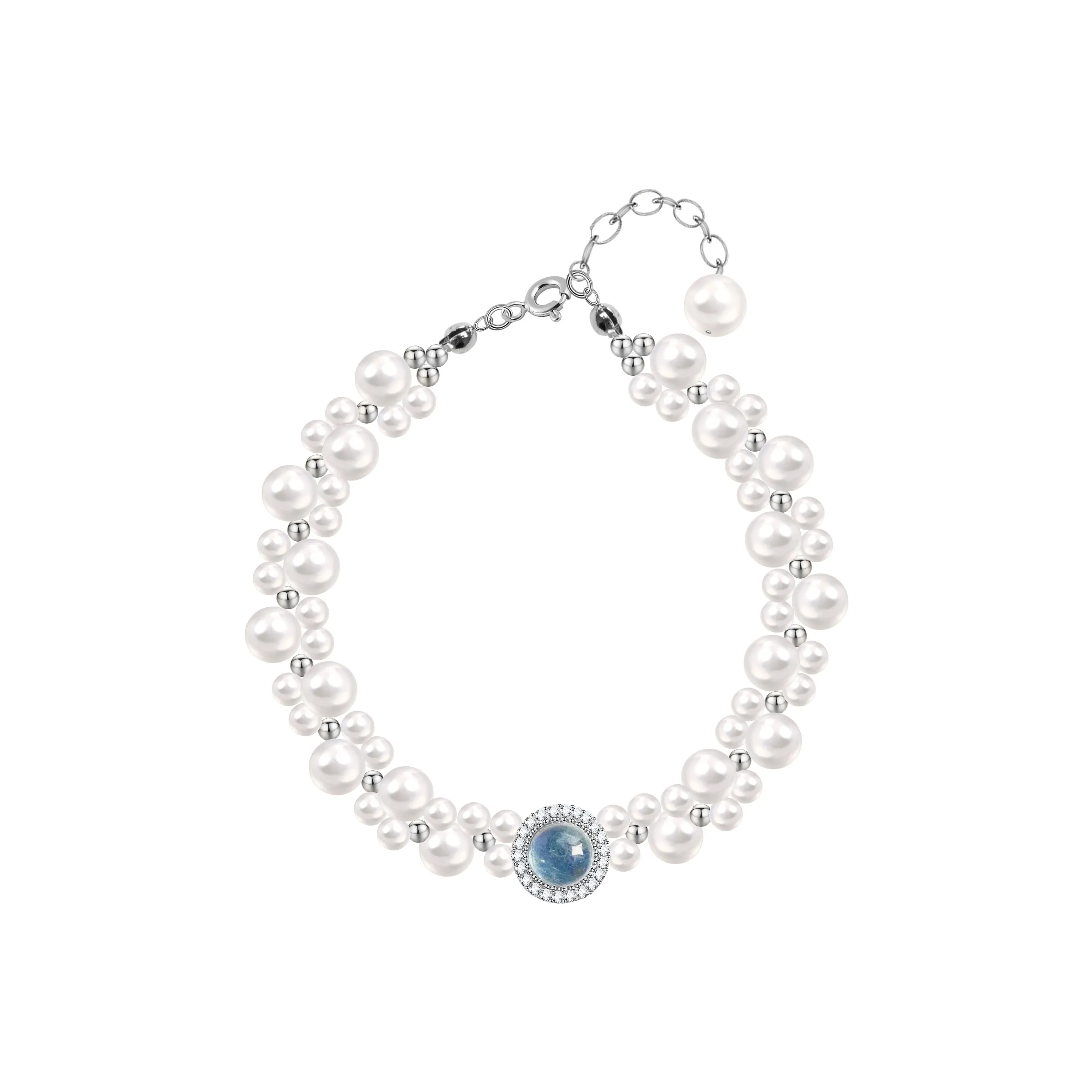 KEYS VIA Медный сплав Циркон Искусственный жемчуг Аквамарин Браслет Женский