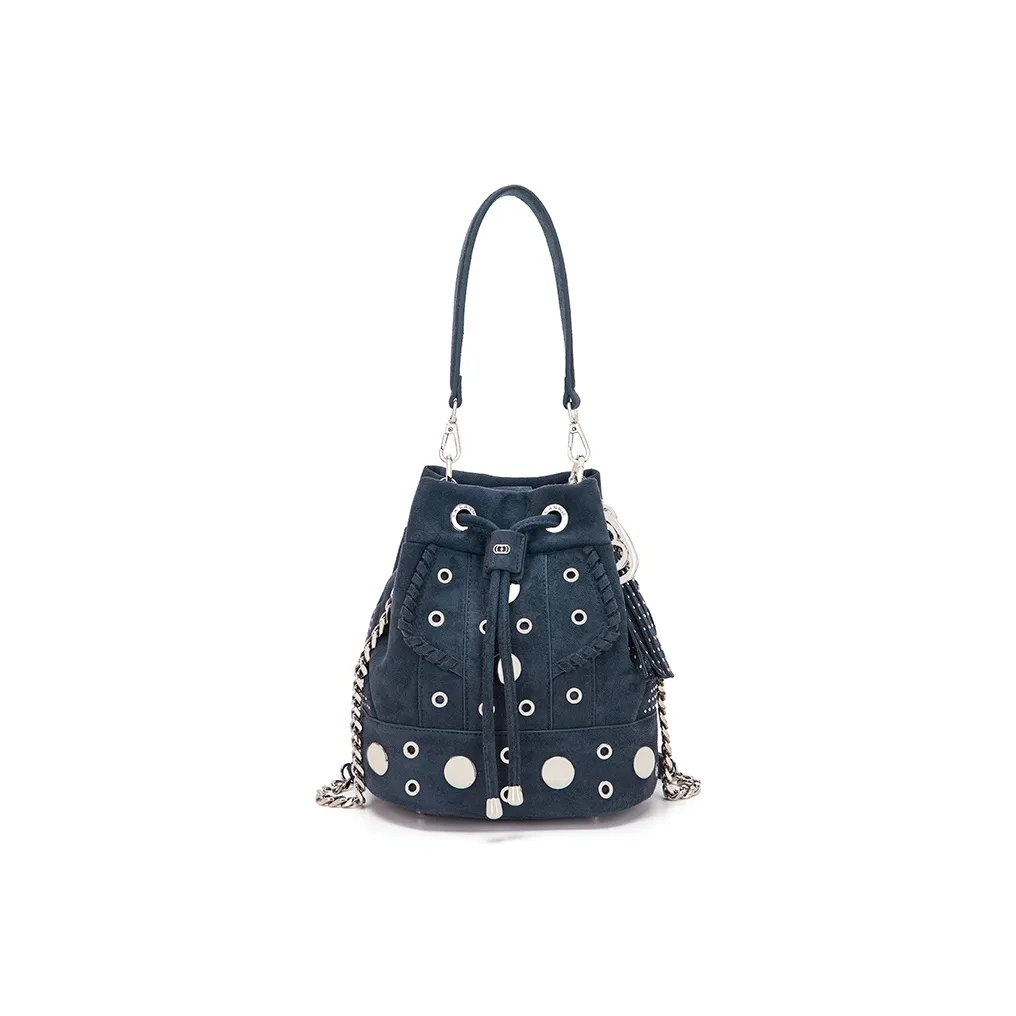 La Carrie Корова Кожа Ведро-Формовая Сумка Сумка на плечо Сумка через плечо Сумка стандартная женская темно-синий