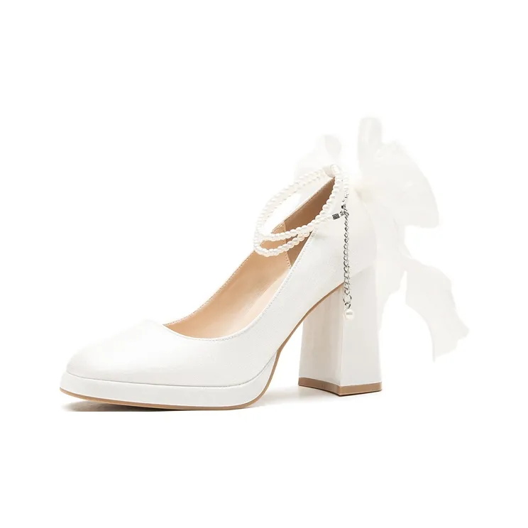 Dunnu Грубый каблук Высокие каблуки Женские Белые