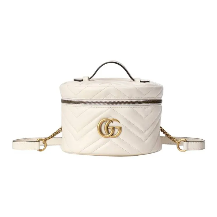 GUCCI GG Marmont Quilted Leather Handbag Backpack Mini Women's White