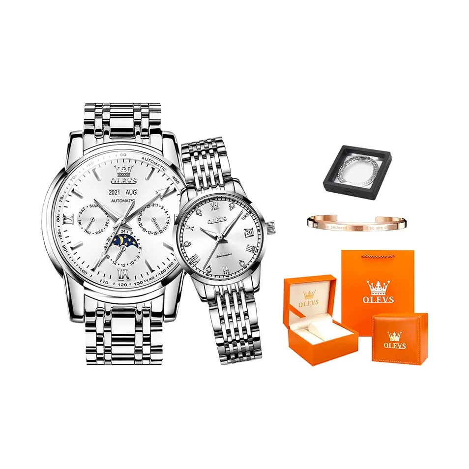 OLEVS Heart to Heart Knot Collection Mechanical Movement Watch Unisex White Dial