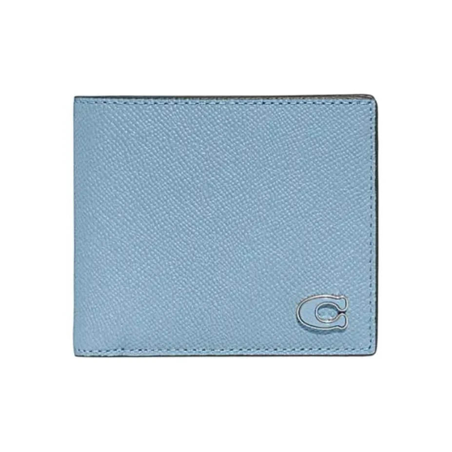 COACH Держатель для карт из коровьей кожи кошелек мужской синий