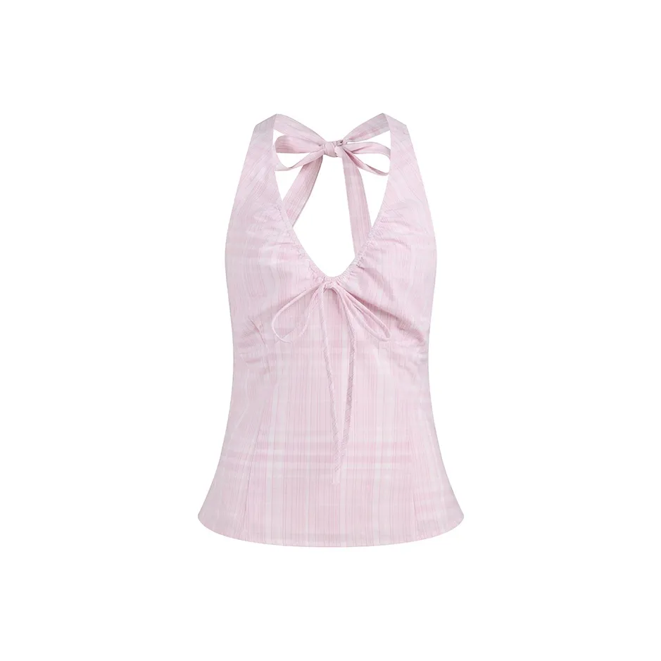 HEYABC Розовый топ с халтером, женские футболки T