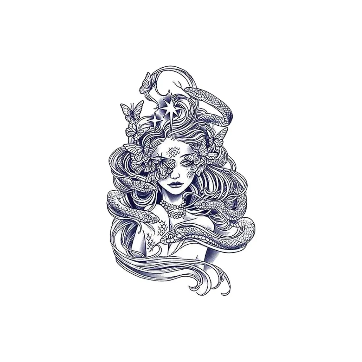 LIEJI Змея Charm And Бабочка Женщина Травяной Татуировка Наклейка