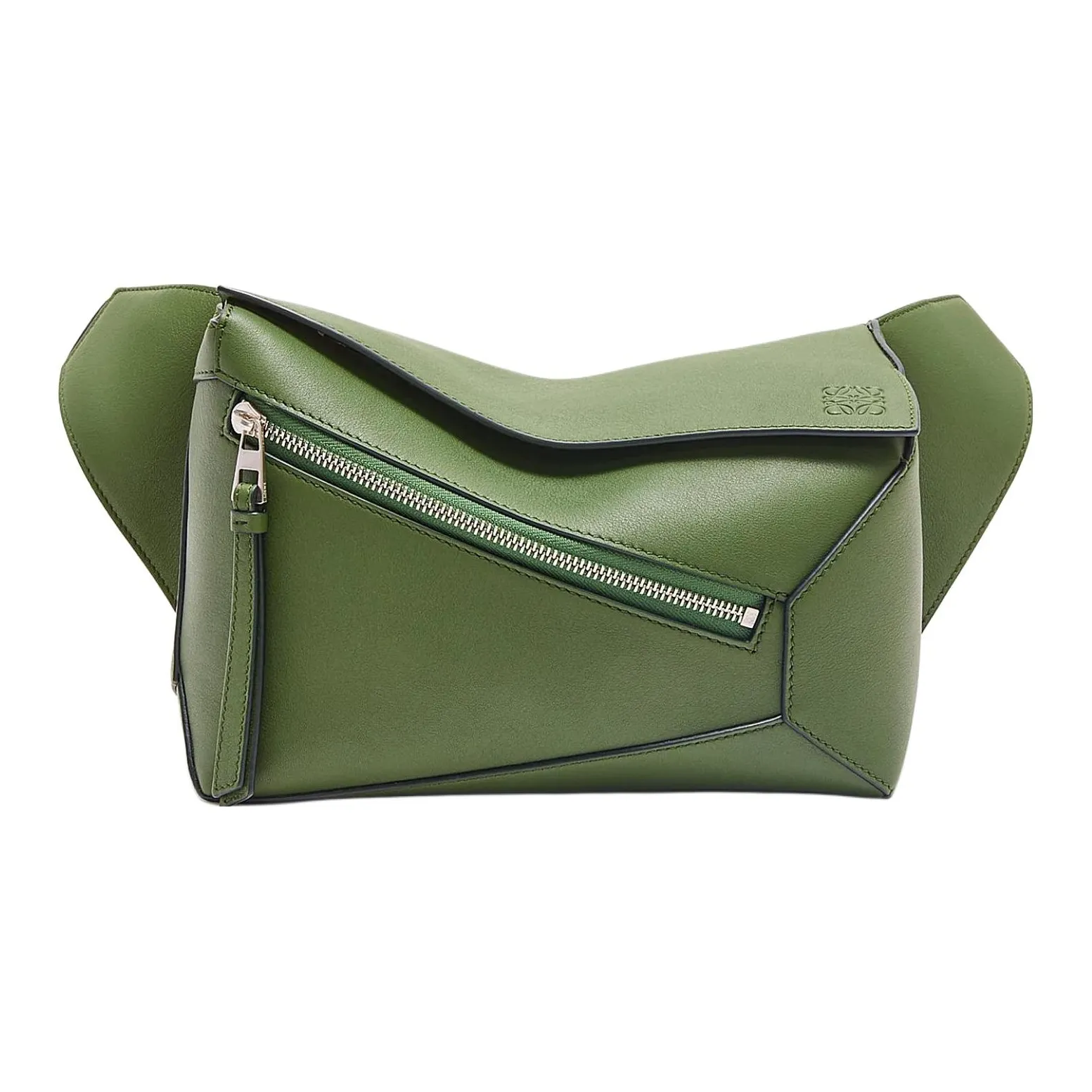 LOEWE Puzzle Cow Leather Fanny Pack Trumpets Men's Forest Green