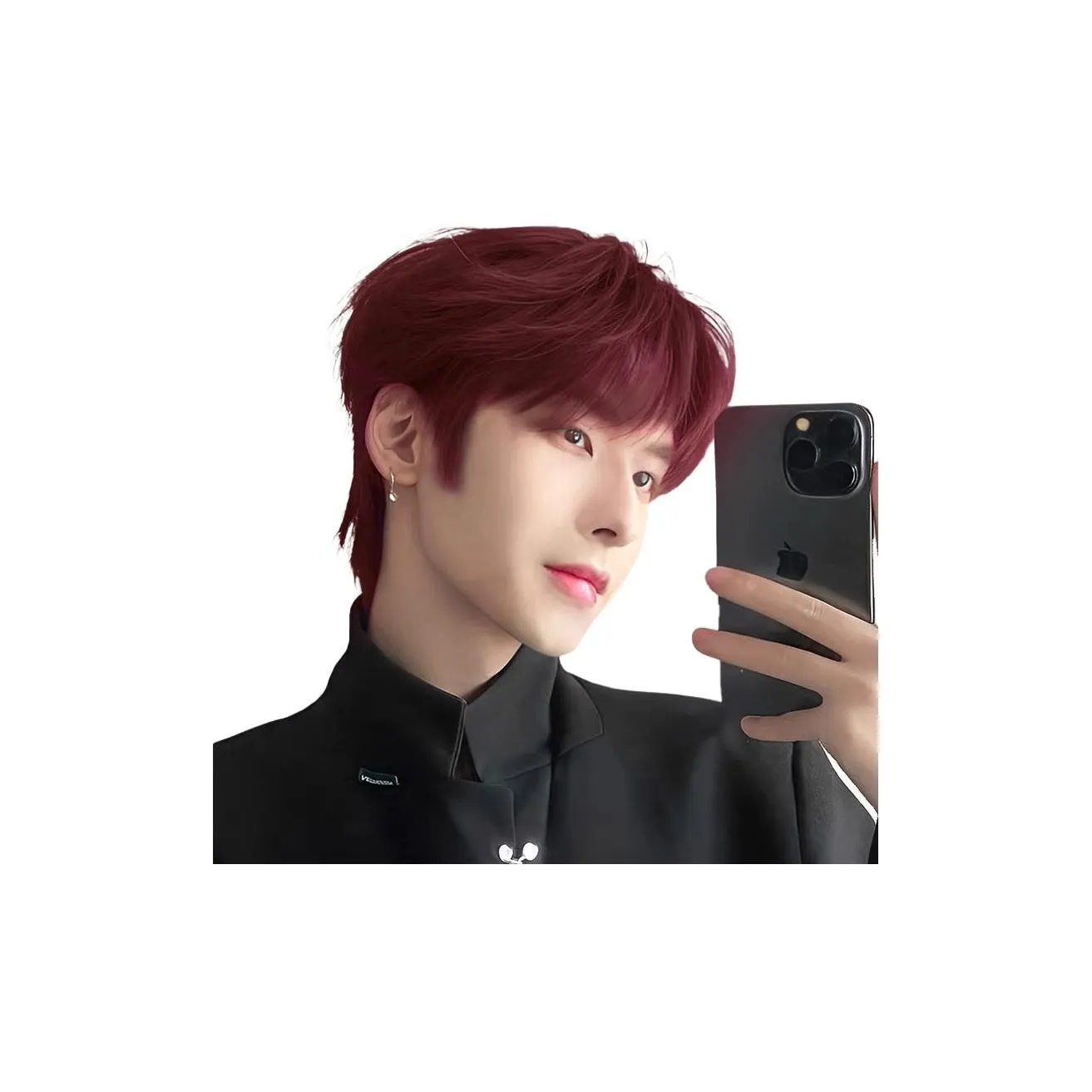 GLUNA Красный Короткий Волосы Перука Дифференциальный Накладной Веки Летний Тонкий Повседневный Синтетические Волосы