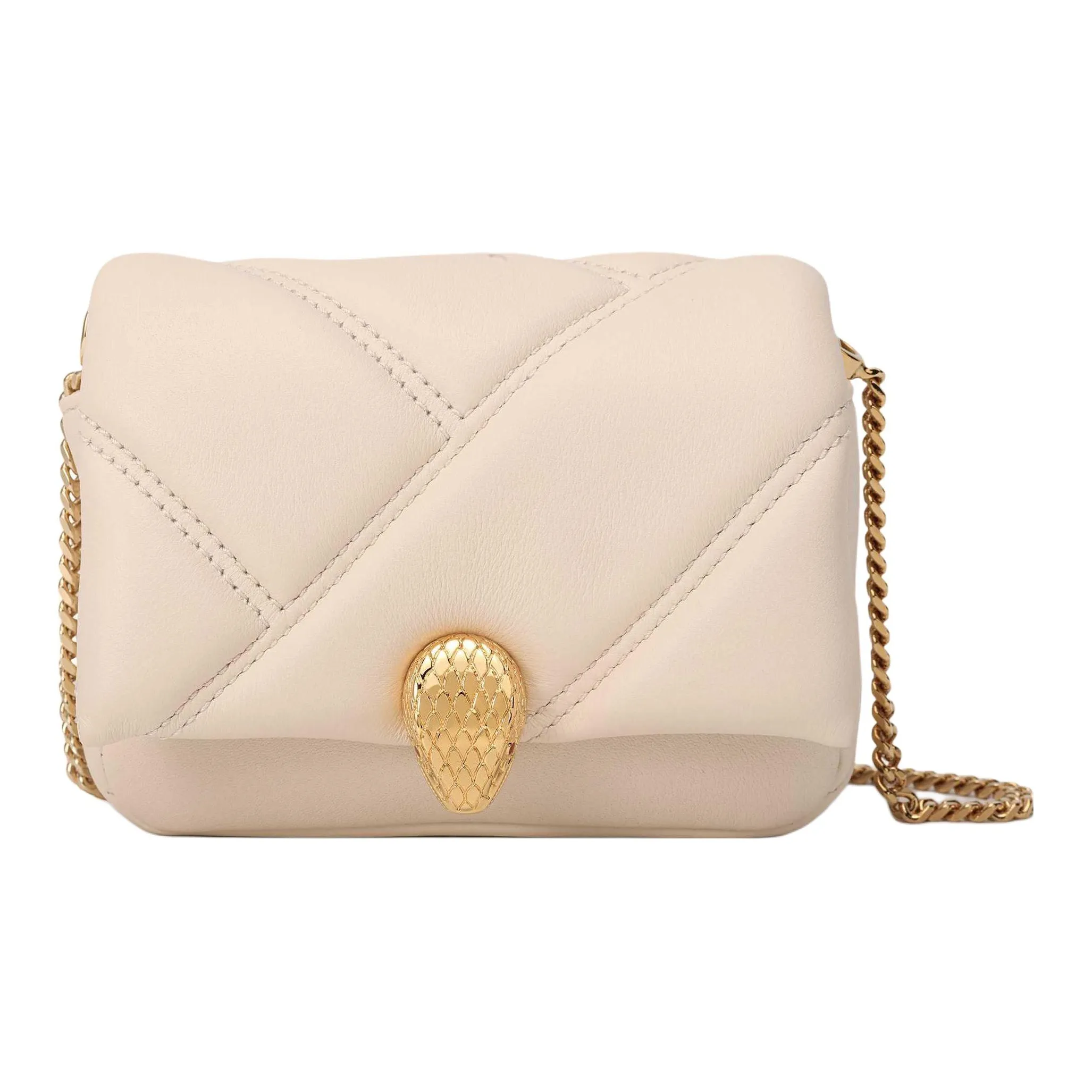 BVLGARI Serpenti Cabochon Calfskin Shoulder Bag Crossbody Bag Mini Women's Ivory White
