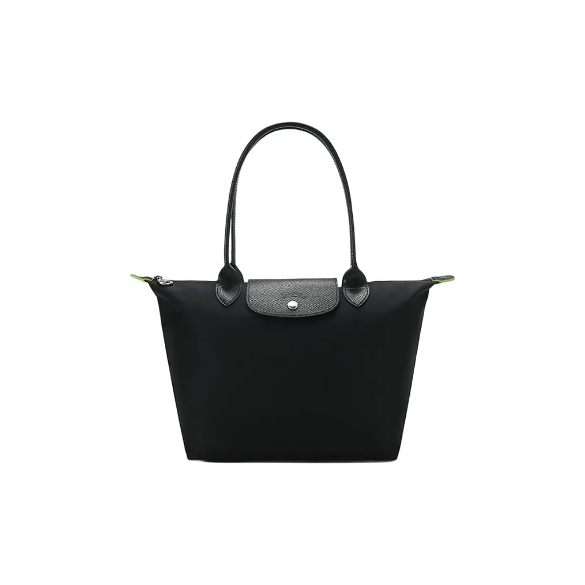 LONGCHAMP Le Pliage Green Eco Friendly Canvas With Leather Trim Dumpling Bag Handbag, Shoulder Bag Unisex Black