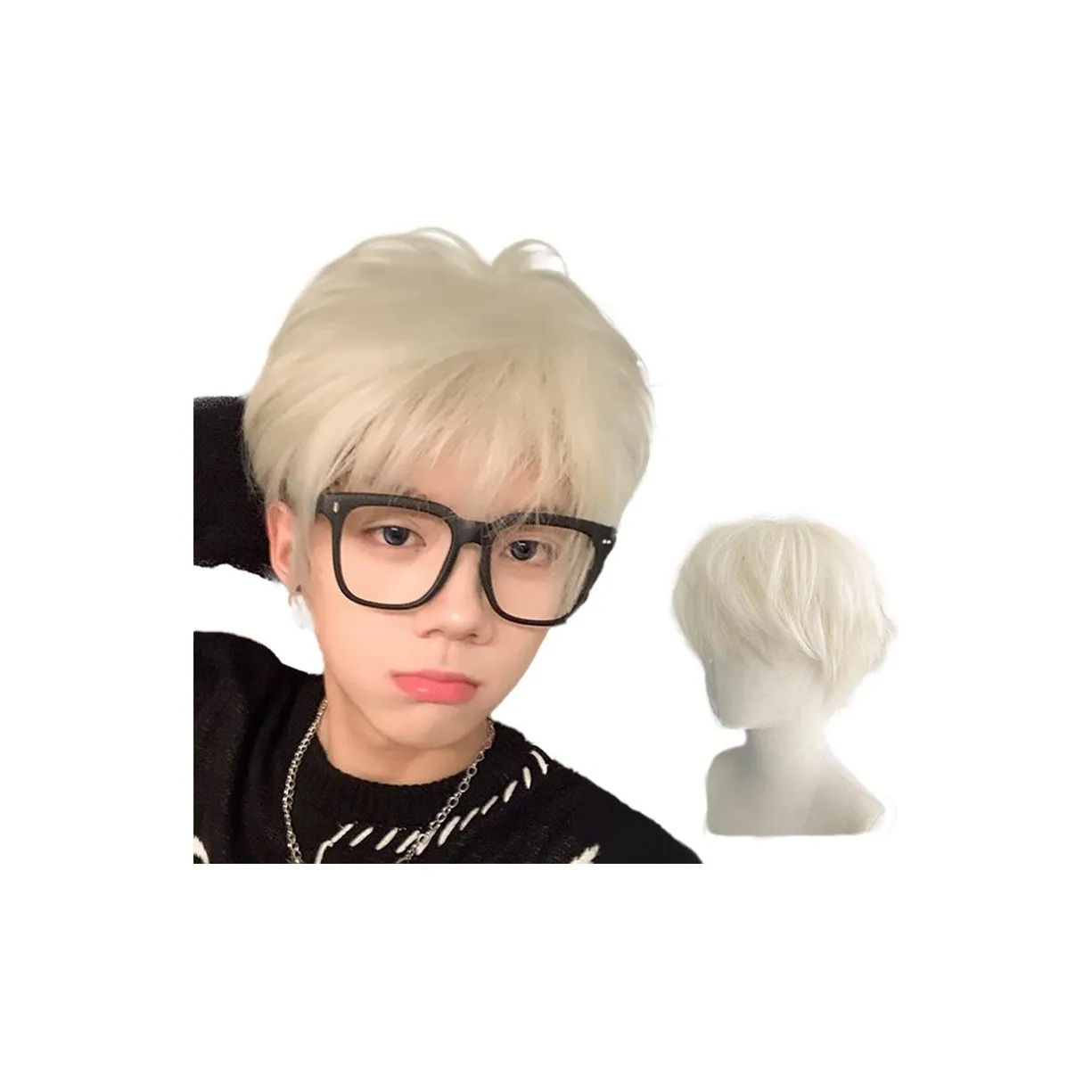 UMIFFA Перука Белый золотой льняная ткань Handsome And FLUFFY Дифференциальный трещинный век