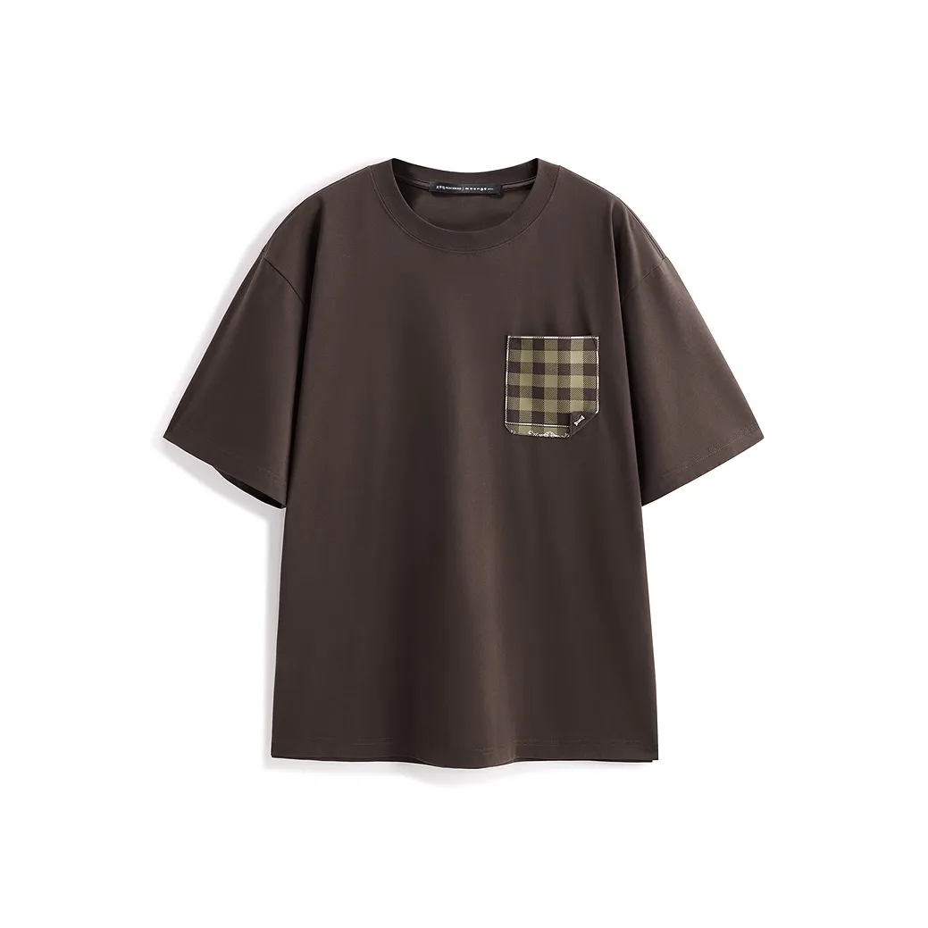 PEACEBIRD MEN Модный Американский Клетчатый Карман Короткий Рукав Т-Рубашка Мужская