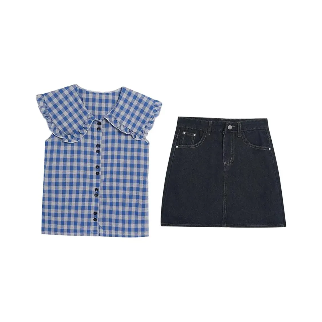 COVER TIME Рубашка + Джинсовая юбка Женские комплекты с юбкой