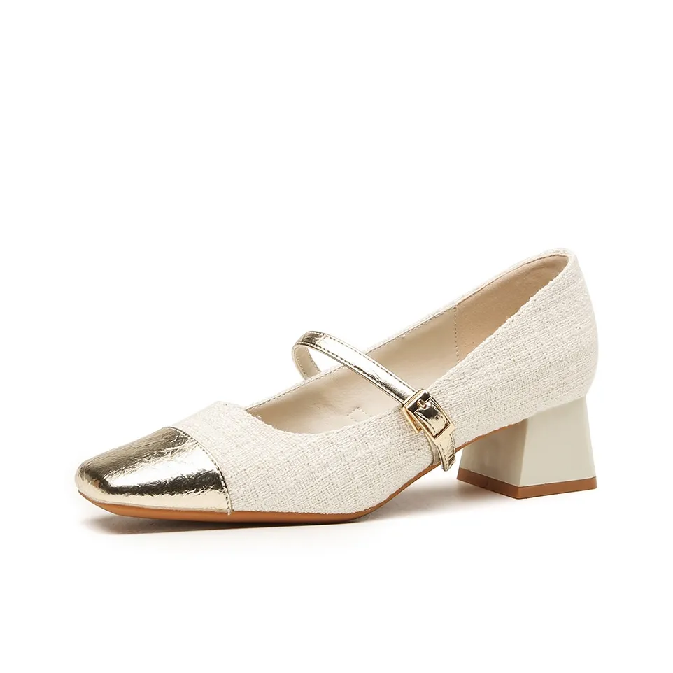 GOSO Грубый каблук Туфли Мэри Джейн Женские Белые