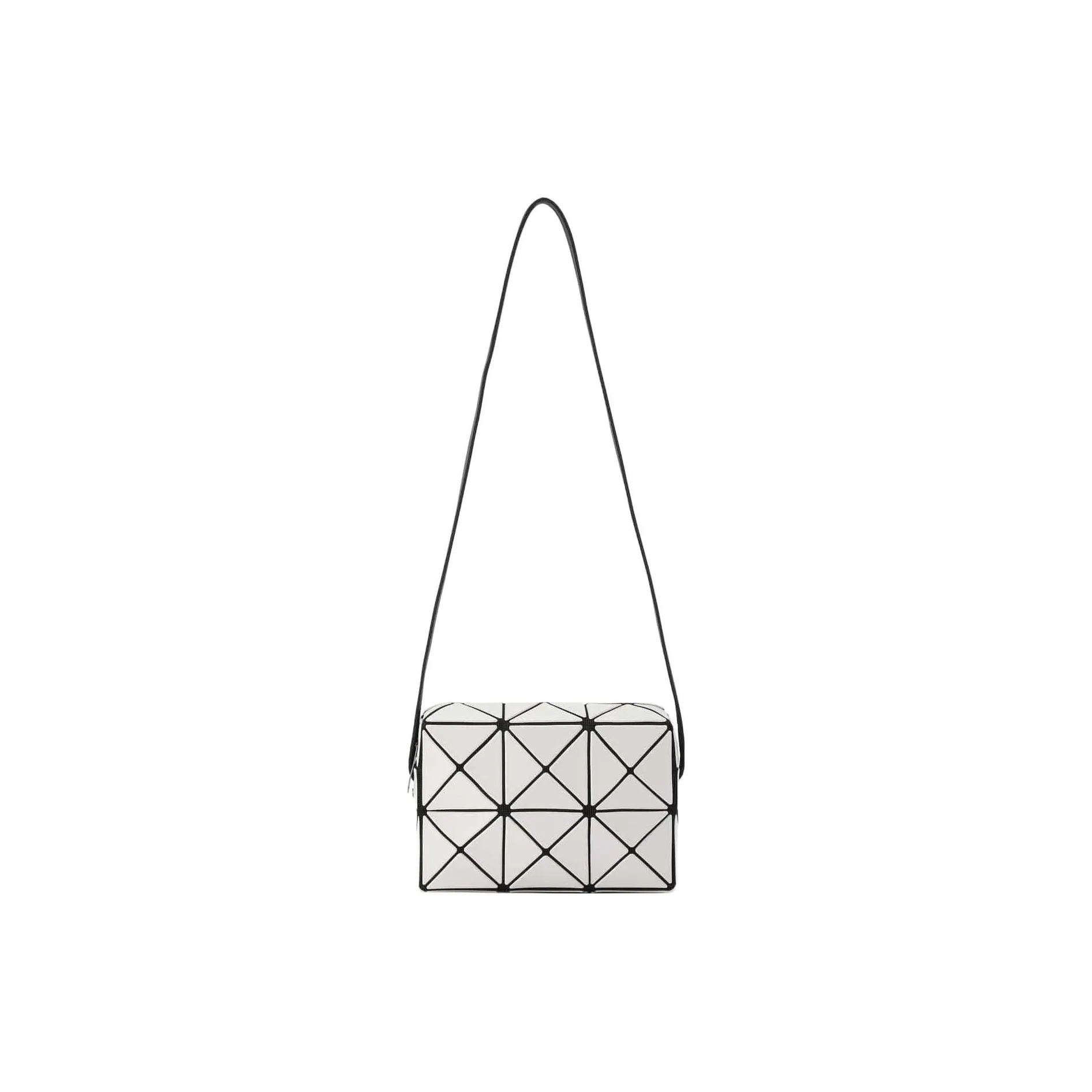 ISSEY MIYAKE Cuboid Artificial Leather Shoulder Bag Crossbody Bag Women's Light Gray