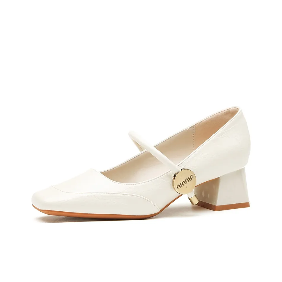 GOSO Грубый каблук Туфли Мэри Джейн Женские Белые