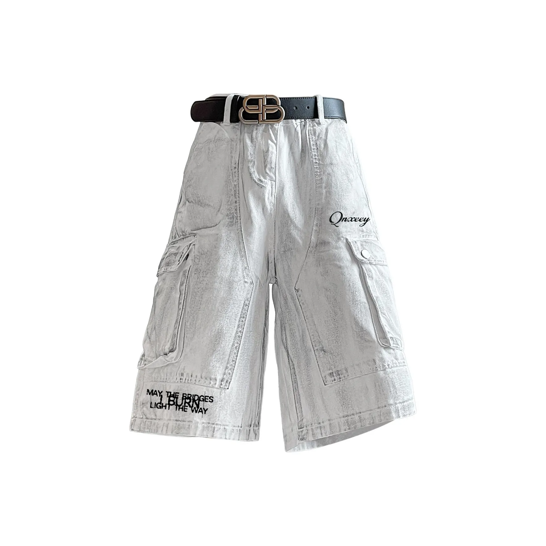 Qnxeey Белые унисекс джинсовые шорты