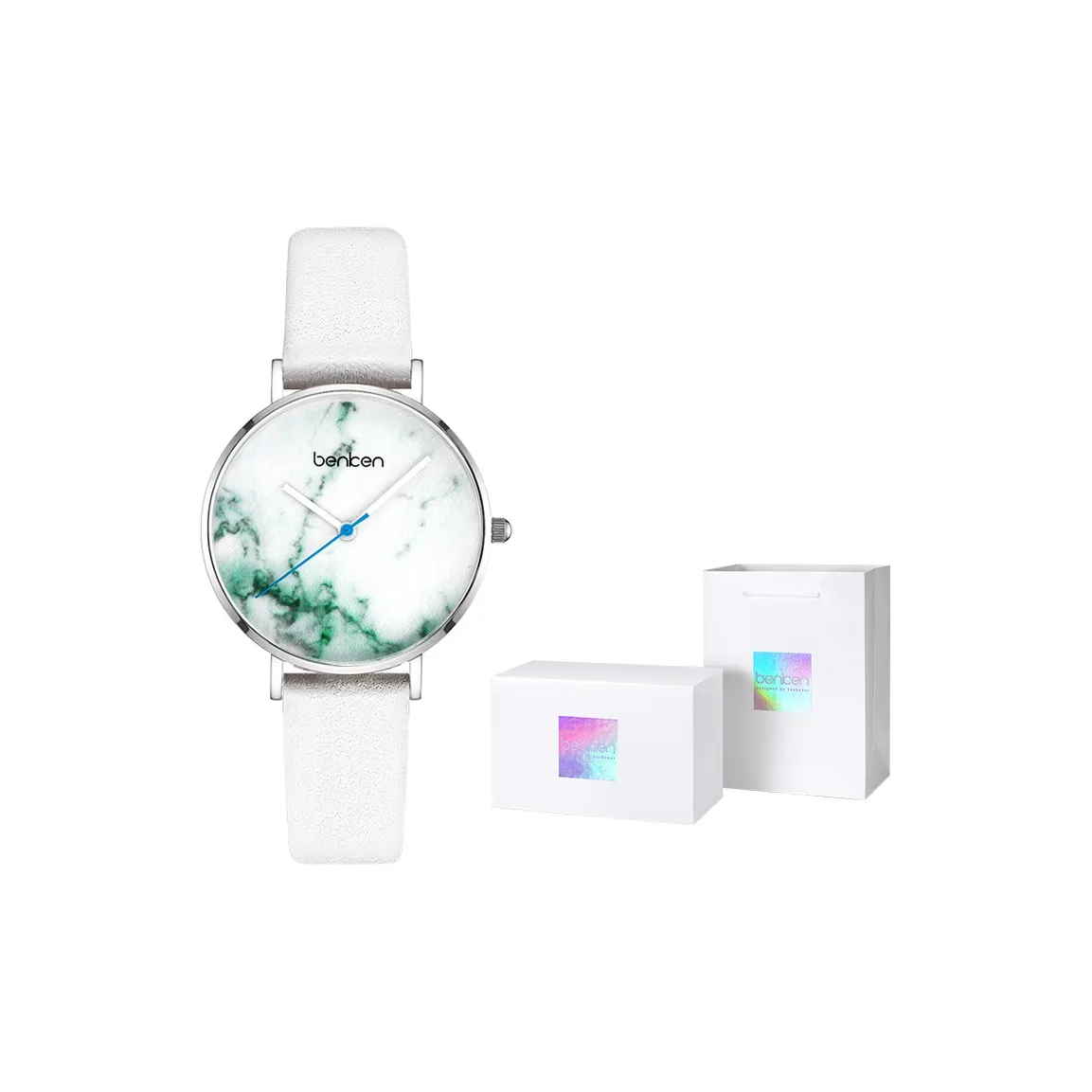 BENKEN Кварцевый механизм Часы Женские Белый циферблат