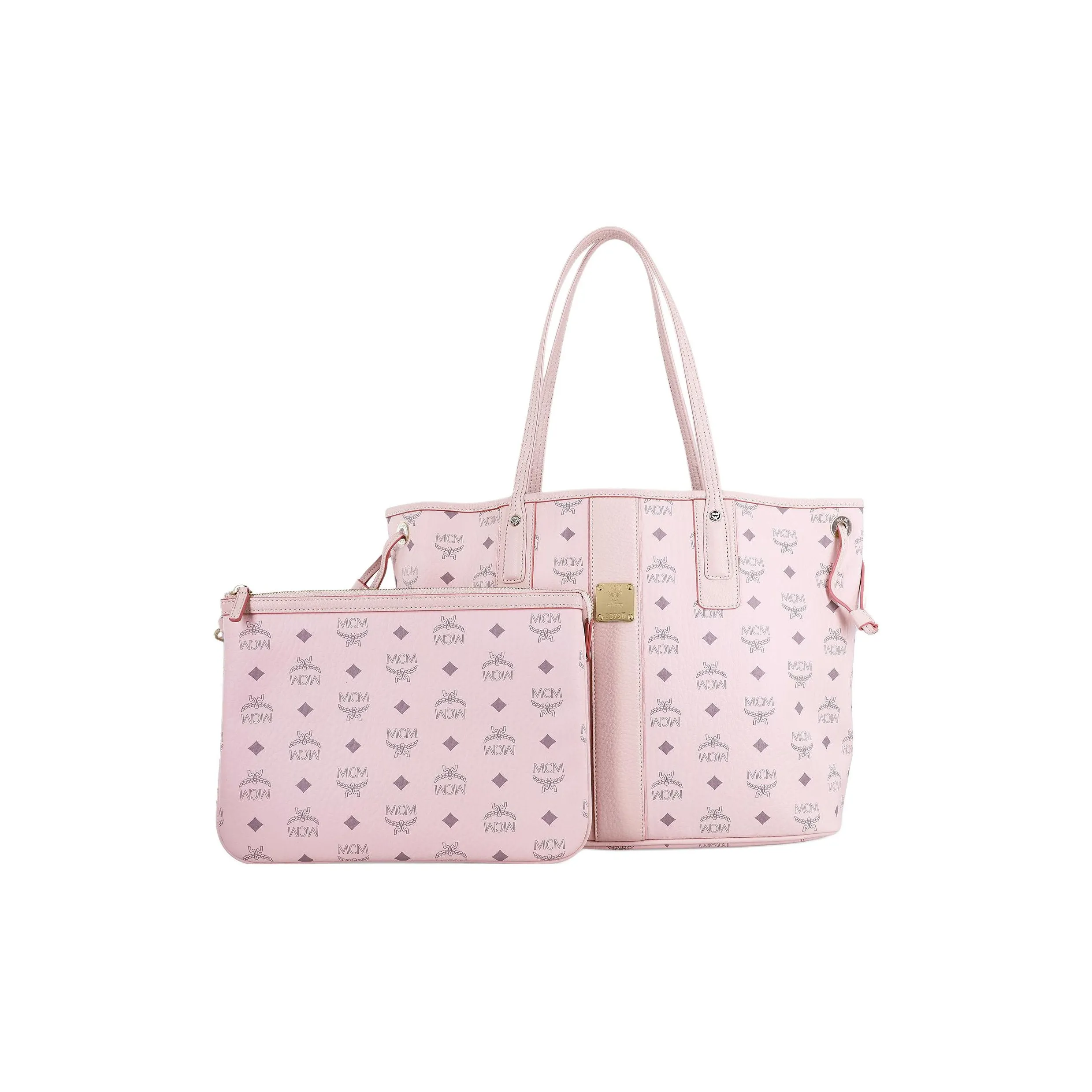 MCM Liz Visetos Coated Canvas Combo Bag, Tote Bag, Shopping Bag, Handbag, Shoulder Bag Women's Cherry Blossom Pink