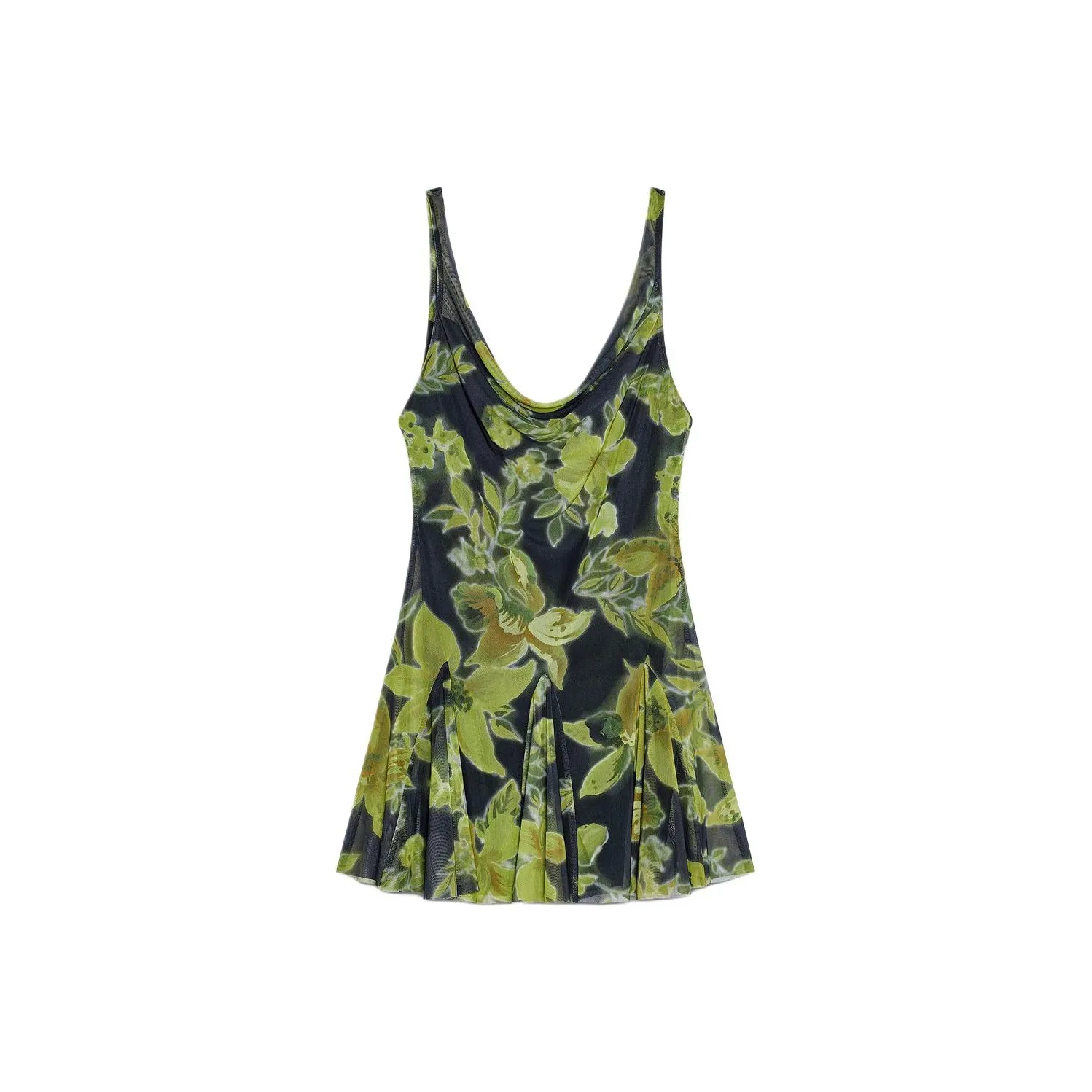 ZARA Черное/Зеленое Женское Платье без рукавов