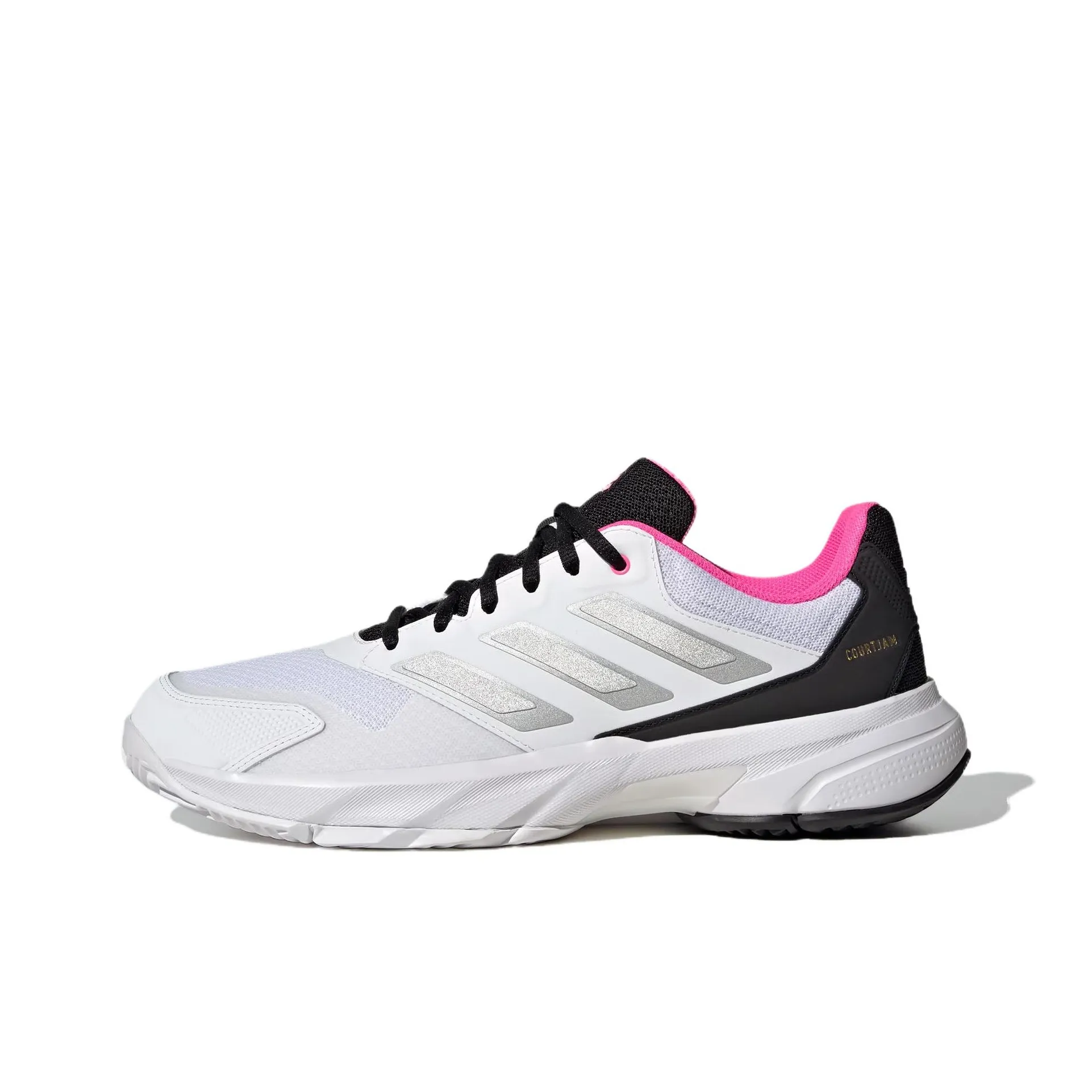 Adidas CourtJam Control 3 Устойчивые к истиранию Низкие Кроссовки для тенниса Мужские Белый Серебряный Розовый