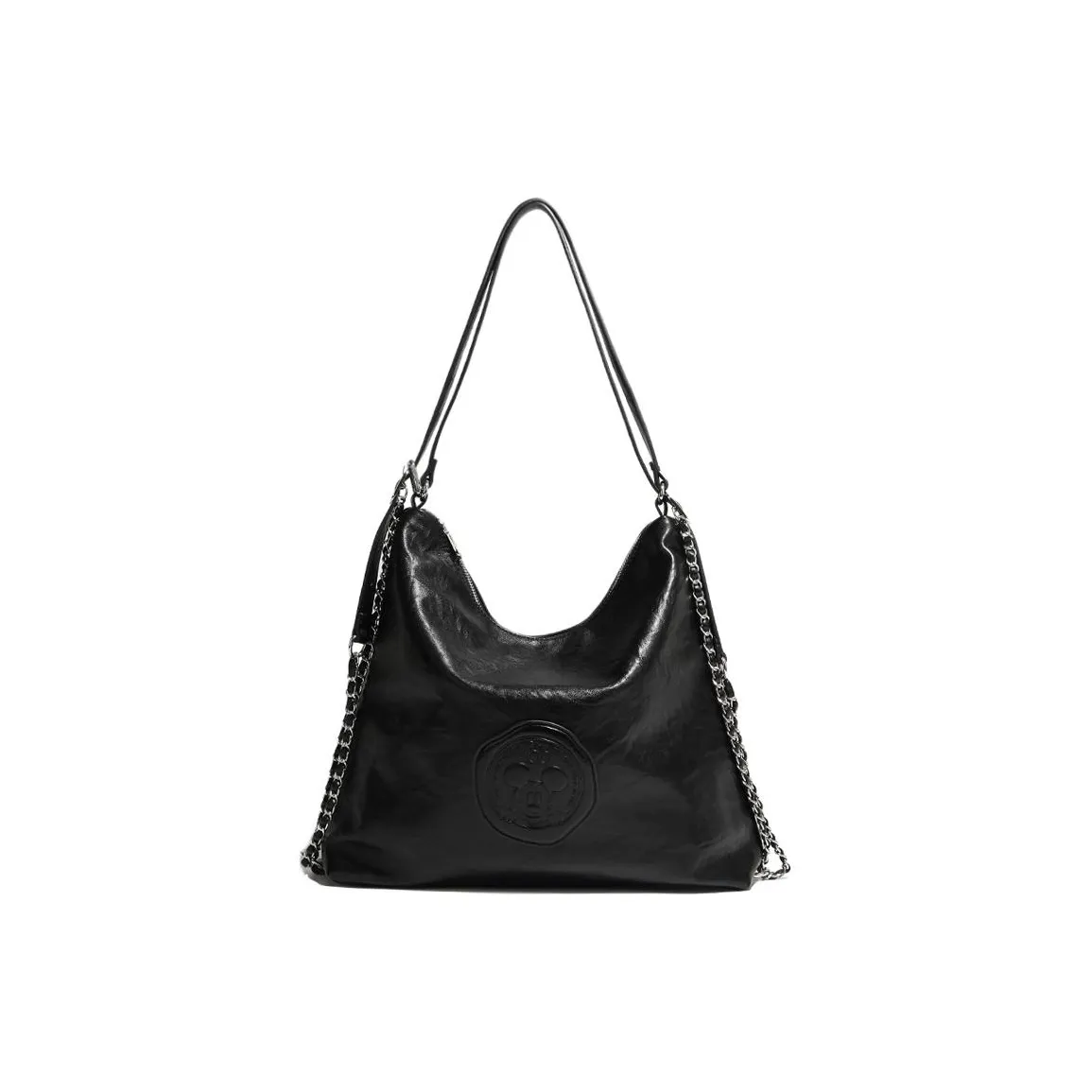 Disney Mickey Series ПУ (полиуретан) Двойная плечевая сумка через плечо сумка через плечо большая женская черная серебристая кремово-белая